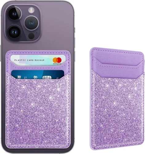 Vista 22 de Portador de Tarjetas Autoadhesivo para la Parte Posterior del Teléfono, Bolsillos de Billetera de Teléfono de Cuero RFID que se Adhieren, Fundas