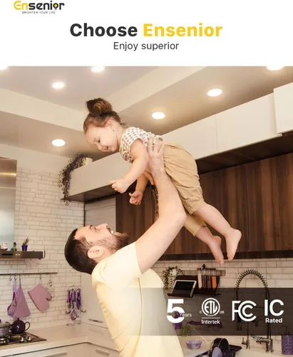 Vista 8 de Ensenior Paquete de 12 Luces LED Empotradas de Techo de 3 Pulgadas, Regulables, 2700K-5000K 5CCT, 500LM 6W 120V, Downlight Tipo Oblea Sin Caja