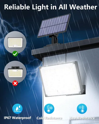 Vista 3 de Gusicil Luces Solares para Exteriores, 172LED 3 Modos Sensor de Movimiento Dividido Luces para Exteriores con Control Remoto, Luces Solares
