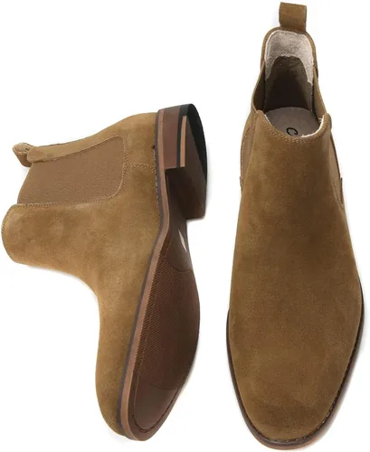 Vista 6 de Cestfini Botas Chelsea para hombre, botas de vestir casuales de gamuza, cómodas, Oxford, botas chukka al tobillo para hombres