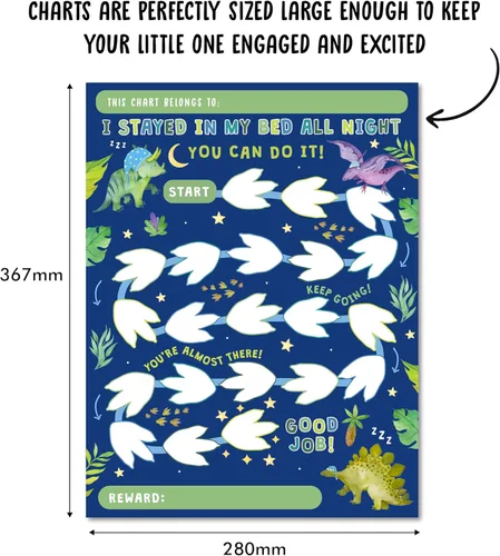 Vista 3 de Tabla de recompensas para niños – Tabla de rutina a la hora de acostarse para niños pequeños – Dinosaurios x 10 piezas – Tabla de comportamiento
