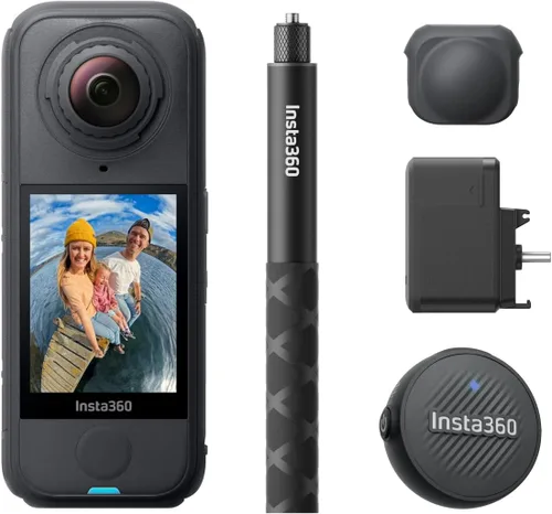 Insta360 X4 Air Kit Creador - Cámara 360 de 8K y 165g ligera, palo invisible para selfies, lentes reemplazables, dispara primero y enmarca después,
