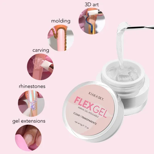 Vista 3 de Kiara Sky Professional Nails - Gel de moldeo flexible + Beyond Pro Flash Cure Mini lámpara LED