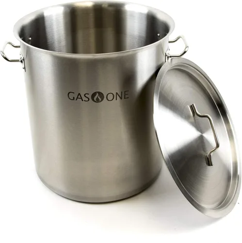 Vista 3 de Gas One Olla de 32 cuartos de galón – Multiuso – Parte inferior de tres capas de acero inoxidable con olla multiusos para freidora de vapor y cesta