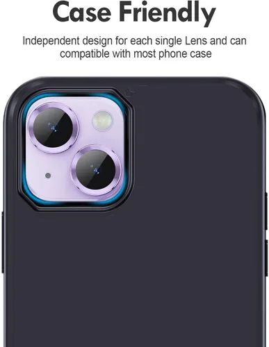 Vista 6 de Xfilm Protector de lente de cámara para iPhone 14 / iPhone 14 Plus, fuerte absorción de dureza 9H, protector de pantalla de cámara de vidrio