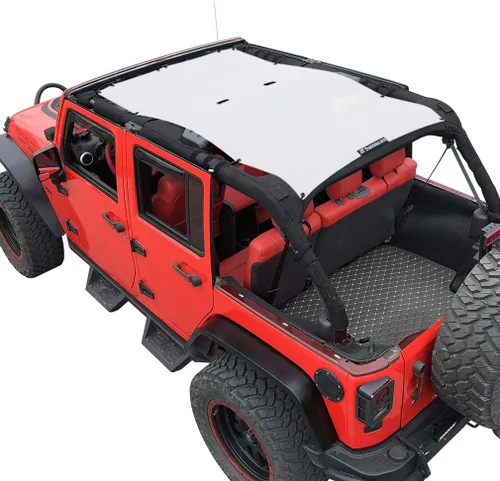 Vista 17 de Shadeidea - Parasol para vehículo Jeep Wrangler JK (2007-2018) de 2 puertas, delantero y trasero, pantalla de malla color negro, cubierta