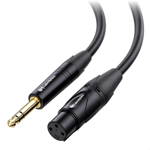 Cable Matters Cable TRS corto de 6.35mm (1/4 de pulgada) a XLR - 3 pies, macho a hembra, cable XLR a 1/4
