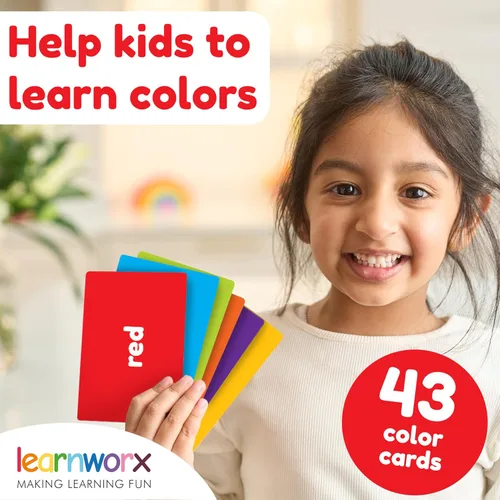 Vista 2 de Tarjetas de colores para niños pequeños – 44 tarjetas flash para ayudar a aprender colores y palabras – Tarjetas gruesas de aprendizaje – Incluye