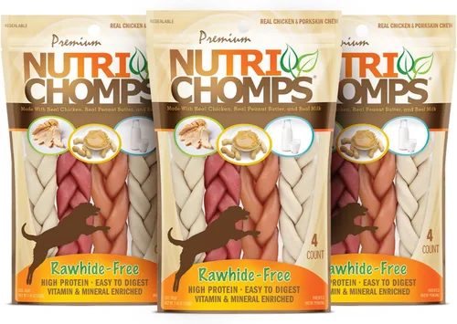 Vista 11 de NutriChomps Masticables para Perros, Trenzas de 6 Pulgadas, Fáciles de Digerir, Snacks para Perros sin Piel Cruda, Saludables, Pollo Real, Sabores a