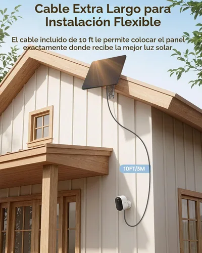 Vista 5 de KJK Panel solar de 6 W para cámara de anillo, cargador de panel solar de cámara de rastro con batería de 5000 mAh para cámara de juegos y cámara