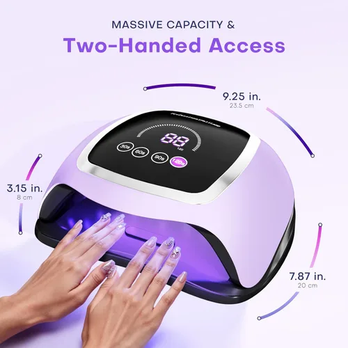 Vista 3 de Gugusure Lámpara de uñas LED UV, secador de uñas mejorado de 180 W para esmalte de gel con pantalla LCD, sensor automático y 4 ajustes