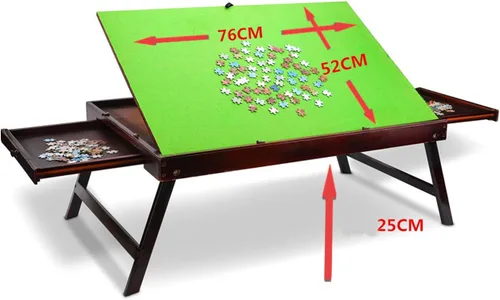 Vista 5 de Vasitelan Mesa de rompecabezas, mesas de rompecabezas de madera para adultos, portátil, grande con 2 cajones deslizantes y tabla inclinable, tablero