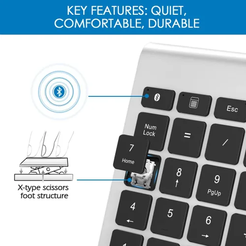 Vista 5 de Foloda Bloc numérico para laptop, teclado numérico inalámbrico con Bluetooth numérico, 10 teclas, teclado numérico, accesorios de computadora