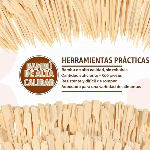 Vista 2 de Chengu - 500 pinchos de paleta de madera de 3.5 pulgadas, palillos de bambú para aperitivos de alimentos, palillos de madera de bambú