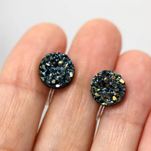 Vista 3 de Pendientes invisibles de imitación drusa para orejas no perforadas, 0.394 in