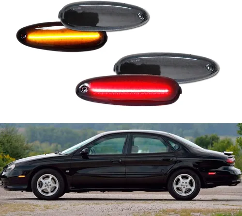 Vista 5 de Para 1996-1999 Ford Taurus 1996-1999 Mercury Sable 2002-2005 Ford Thunderbird Parachoques Trasero Lado Marcador Carcasa Lente Ahumada