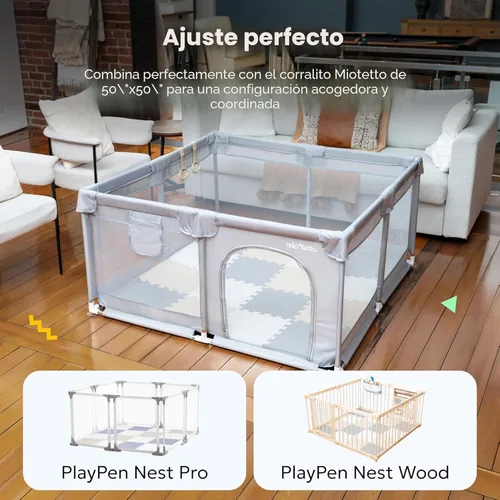 Vista 9 de MioTetto Tapete de juego para bebé, baldosas de espuma suave para el suelo para niños. Baldosas de espuma entrelazadas ajustables, se adapta a