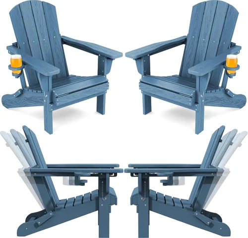 Vista 33 de SERWALL Silla Adirondack plegable ajustable, silla Adirondack reclinable con portavasos, Aruba
