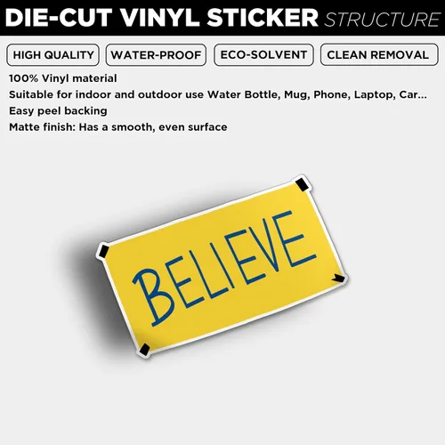 Vista 4 de Believe, Fun - Adhesivo adhesivo para coche, laptop, pared, ventana, parachoques, tamaño 4 pulgadas