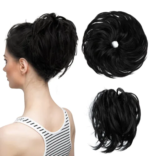 Vista 43 de CJL HAIR Extensiones de cabello rizado con cola de caballo, cabello sintético con coleta recta, coleteros para mujer, rubio ceniza/rubio playa