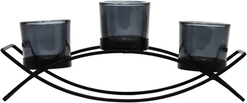 Vista 3 de Seraphic - Porta velas arqueado de hierro para decoración de centro de mesa con portavelas largo para bodas, patio, cocina, comedor y mesas de café