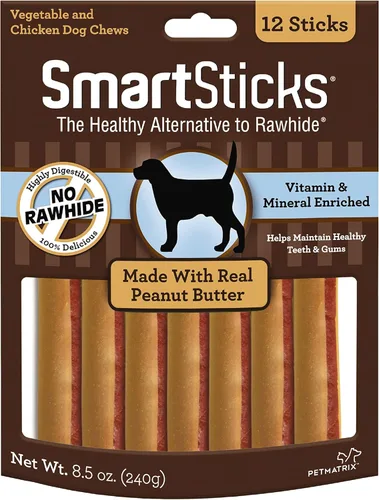 Vista 11 de SmartBones - SmartSticks con mantequilla de maní real, masticables sin piel para perros, 10