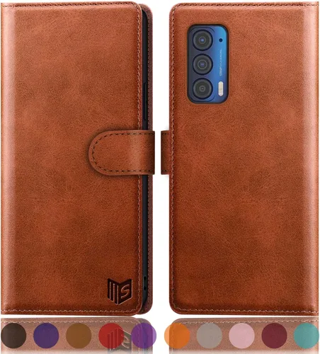 Vista 7 de SUANPOT Funda tipo cartera para Motorola Moto Edge 5G UW/Edge 2021 (bloqueo RFID). Soporte para tarjetas de crédito, funda de piel sintética