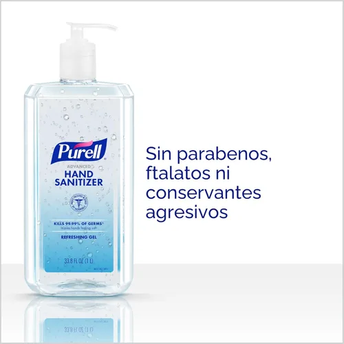 Vista 3 de PURELL Advanced 9632-04-CMR - Gel refrescante desinfectante de manos, aroma limpio, botella de bomba de 1 litro (paquete de 1)