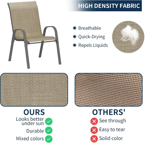 Vista 5 de Amopatio Juego de 6 sillas de patio, sillas de comedor apilables para todo tipo de clima, transpirables, cómodas, transpirables, muebles de jardín