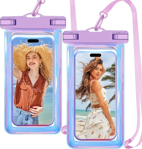 Vista 11 de Funda impermeable compatible con iPhone 14 Pro Max/13/12/11/XR/X/SE/8/7, Galaxy S22/S21 Google hasta 7.5 pulgadas IPX8 Dry Bag Vacation Essentials