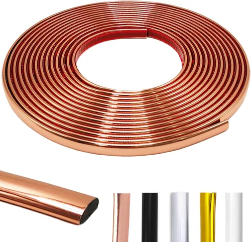Moldura de corona flexible autoadhesiva en color oro rosa, para paredes, bordes, marcos de ventanas, azulejos de salpicadero, flexible y autoadhesiva
