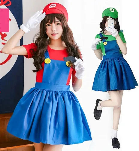 Vista 6 de EIKOU Super Bros Mari & Luigi Unisex Hat Cap set Gloves Mushroom Brooch Cosplay Costume (Red and Green) 2Pcs