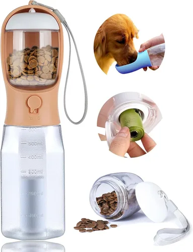 Vista 15 de Botella de agua para perros con contenedor de alimentos, dispensador de agua portátil para perros para mascotas para caminar al aire libre