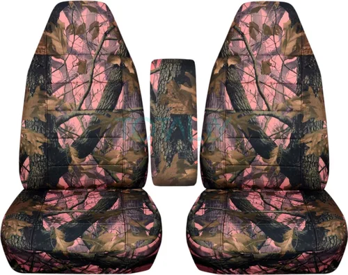 Vista 8 de Totally Covers Compatible con Ford Ranger/Mazda Serie B 2004-2012, fundas de asiento de cubo de camión de camuflaje con funda para reposabrazos verde