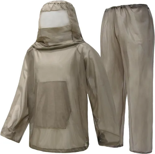 Vista 29 de Traje de red para mosquitera, traje de malla de caza de camuflaje, ropa de red para insectos con capucha para protección al aire libre, no se