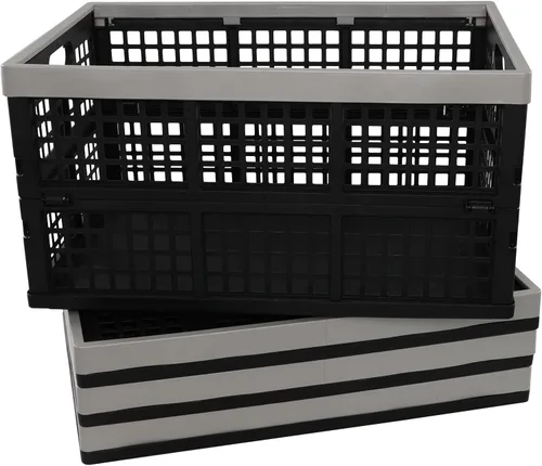 Vista 7 de Cajas de almacenamiento plegables grandes, 42 litros de plástico plegables, juego de 4