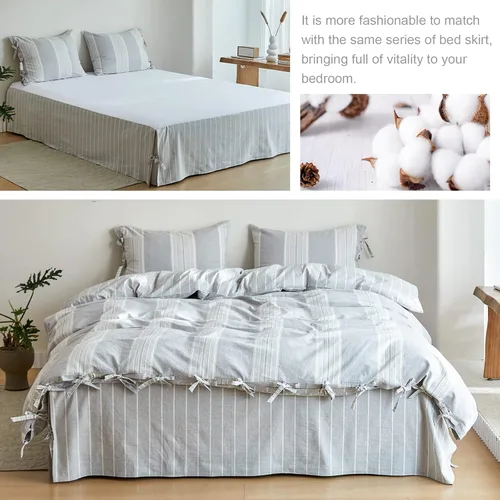 Vista 5 de BISELINA Juego de funda de edredón de lino belga 55% lino 45% algodón con cierre de botón suave y transpirable