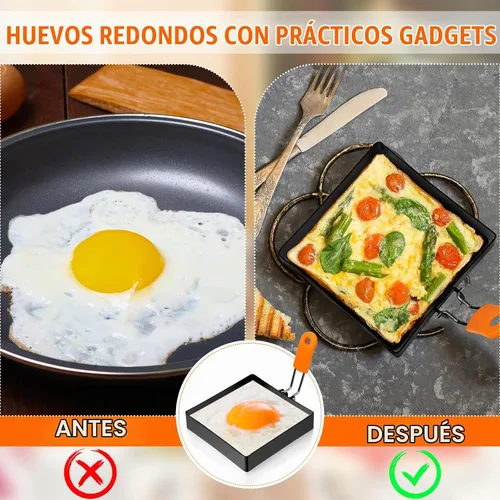 Vista 6 de Patelai Juego de 6 Anillos para Huevos y Panqueques de Acero Inoxidable, Moldes para Huevos Fritos en Plancha, Formadores de Panqueques con Mango