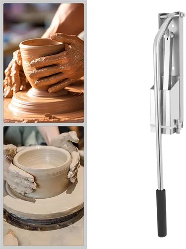 Vista 3 de Extrusora de arcilla, extrusora de arcilla suave de acero inoxidable con 4 moldes y mango para colgar en la pared, extrusión de barro, herramienta