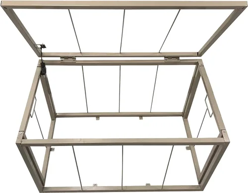 Vista 6 de eHemco Baúl de almacenamiento de mimbre de jacinto de agua resistente con marco de metal, 30 x 17.5 x 17.5 pulgadas, marrón lavado