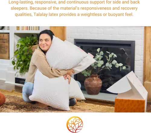 Vista 7 de JUVEA Elevate - Paquete de 2 almohadas de látex Talalay natural con funda de Tencel, almohada alta transpirable y de apoyo para una buena noche