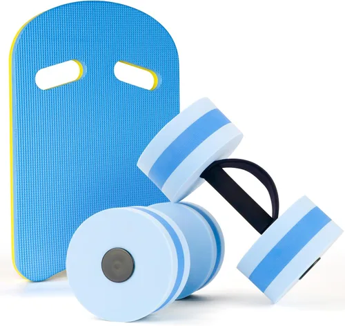 Vista 11 de UNAOIWN Pesas de agua para ejercicio de piscina, 2 mancuernas de agua, aeróbicos acuáticos, pesas de piscina de resistencia ligera, mancuernas