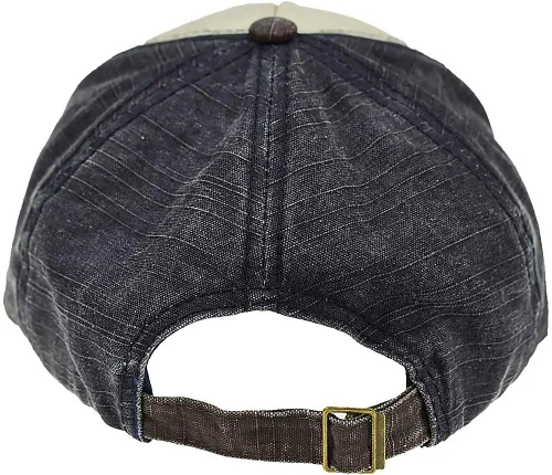 Vista 4 de Gorra de béisbol vintage de algodón de mezclilla con borde deshilachado, ajustable, unisex