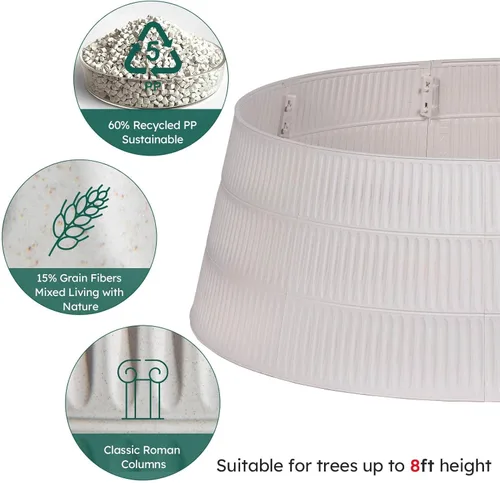 Vista 4 de HarcoHome Collar para árbol de Navidad, cubierta de base redonda para árbol de 28.4" de diámetro mezclada con fibra de grano natural, anillo