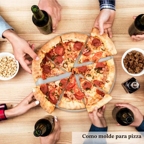 Vista 8 de P&P CHEF Bandeja de pizza de 12 pulgadas, bandeja de pizza de acero Negro