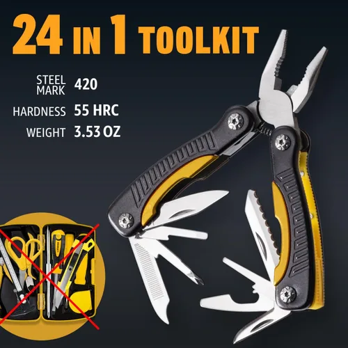 Vista 3 de Mini Multiherramienta de Bolsillo 12 en 1 con Cuchillo y Alicates - Mejor Accesorio de Utilidad Todo en Uno Multiusos para Hombres y Mujeres - Mejor