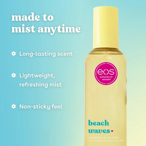 Vista 5 de eos Rocío corporal de cachemira, ondas de playa, brisa de coco y océano, niebla para el cabello y el cuerpo para mujeres, spray corporal