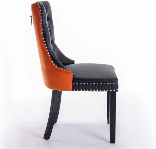 Vista 146 de Juego de 2 sillas de comedor modernas para sala de estar, cocina, patas de madera maciza, cojín acolchado de tela de lino, asiento y respaldo