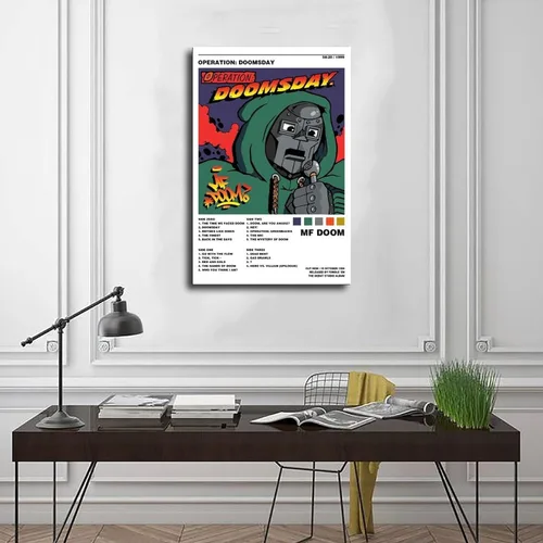 Vista 3 de augcol Póster de Mf Doom Operation Doomsday Music Album Rapper, póster de lienzo de 12 x 18 pulgadas, sin marco