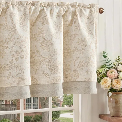 Vista 35 de JINCHAN - Cenefa de lino para cocina, cortina de ventana de doble capa de 16 pulgadas para sala de estar, dormitorio, baño, tratamiento de ventana